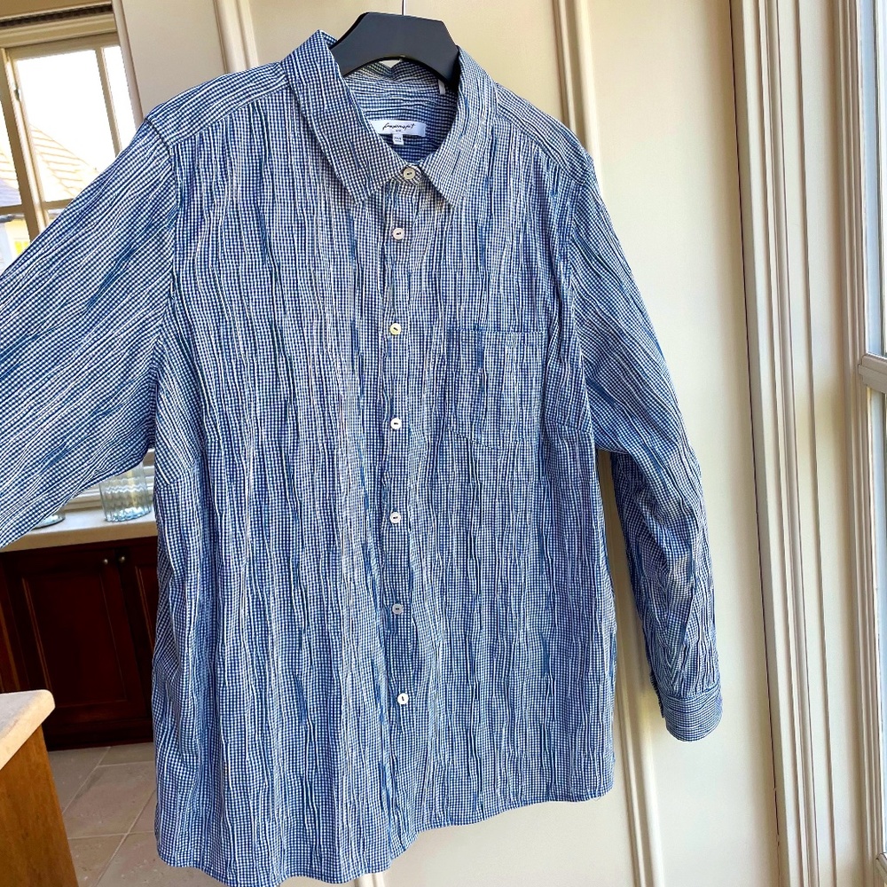 The Hampton Crinkle Mini Check Shirt by Foxcroft